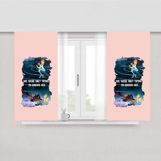 Peter Pan Mermaid Neverland Book Peach Skin Window Curtains