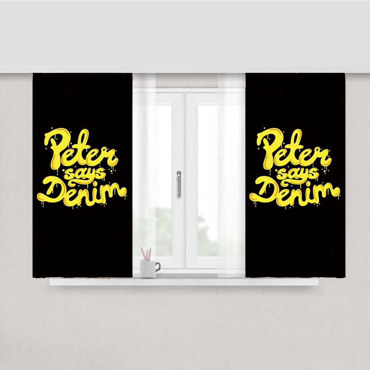 Peter Says Denim Peach Skin Window Curtains