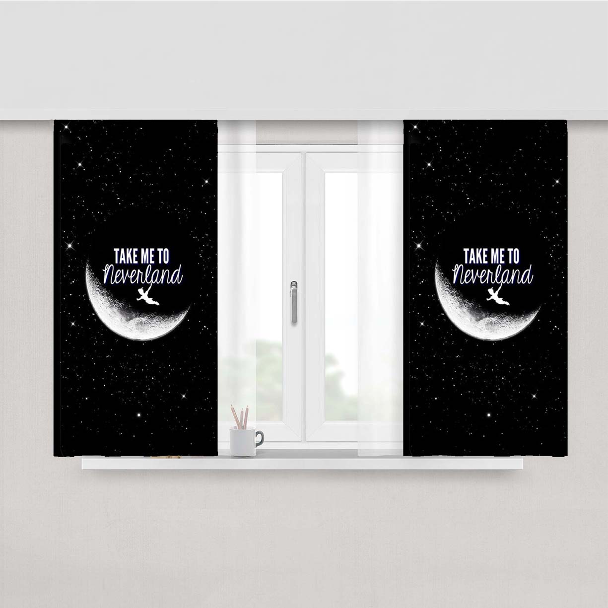 Peterpan Take Me To Neverland Peach Skin Window Curtains