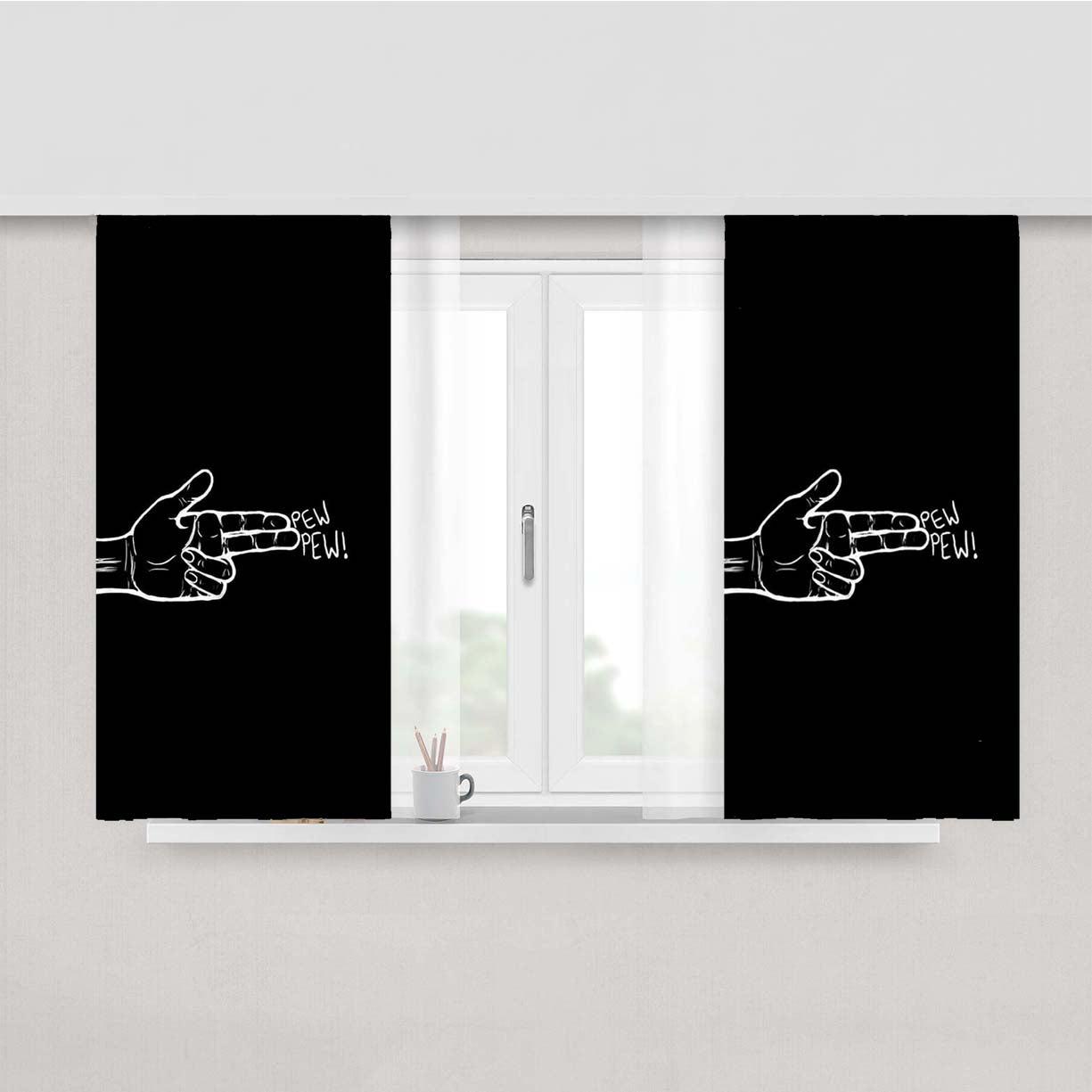 Pew Pew Finger Peach Skin Window Curtains