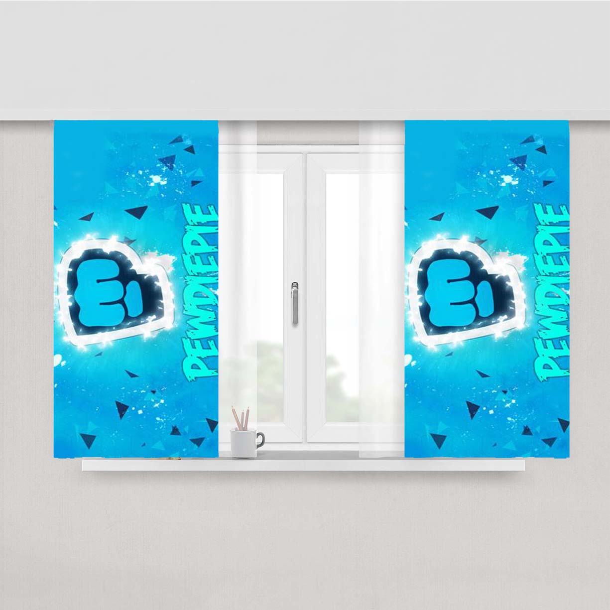 Pewdiepie Brofist Logo Peach Skin Window Curtains