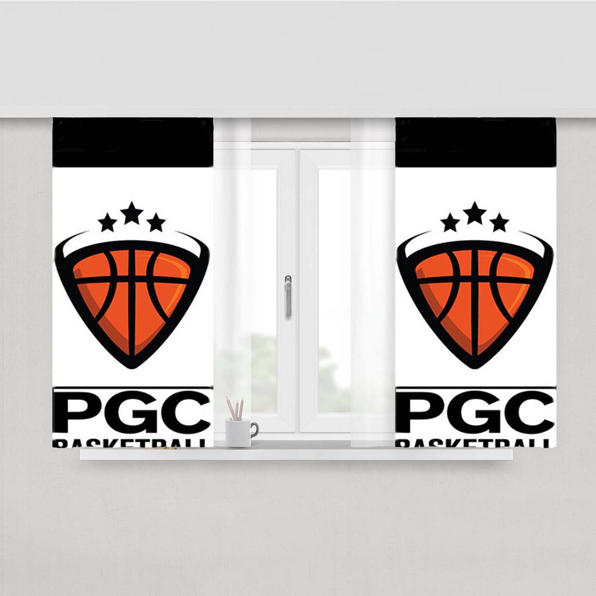 Pgc Basketball Peach Skin Window Curtains