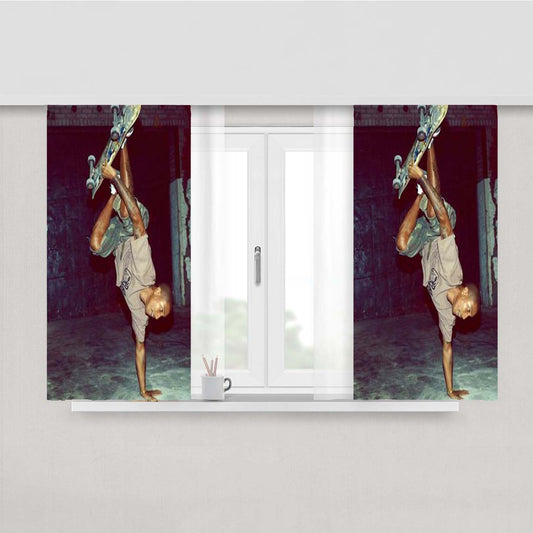 Pharrell Williams Skate Board Peach Skin Window Curtains