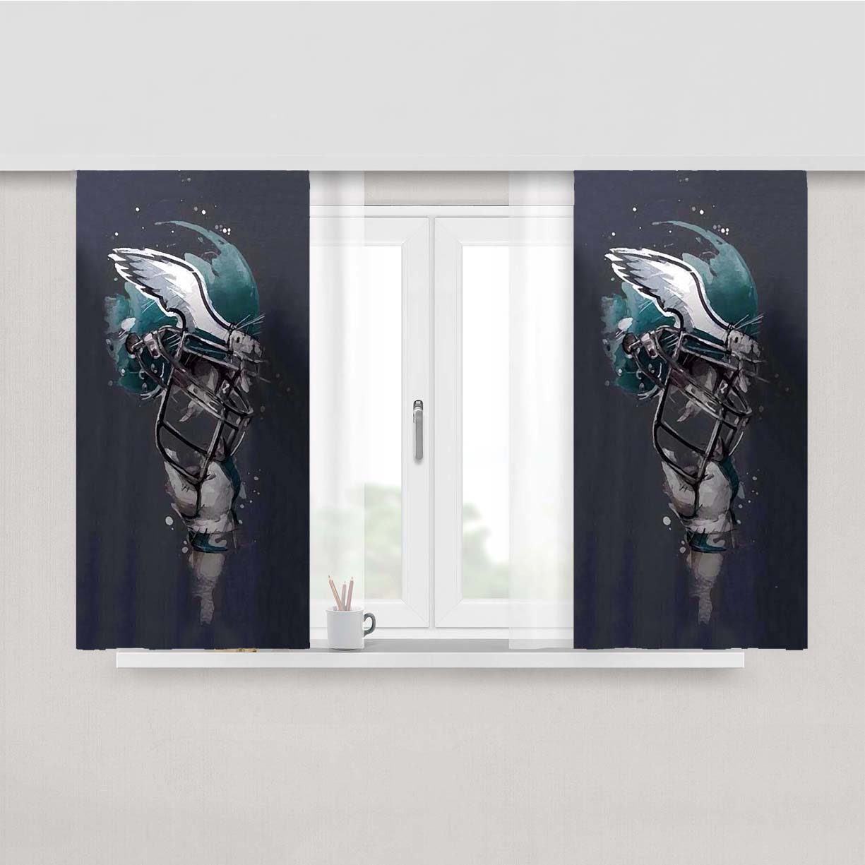 Philadelphia Eagles Helmets Peach Skin Window Curtains