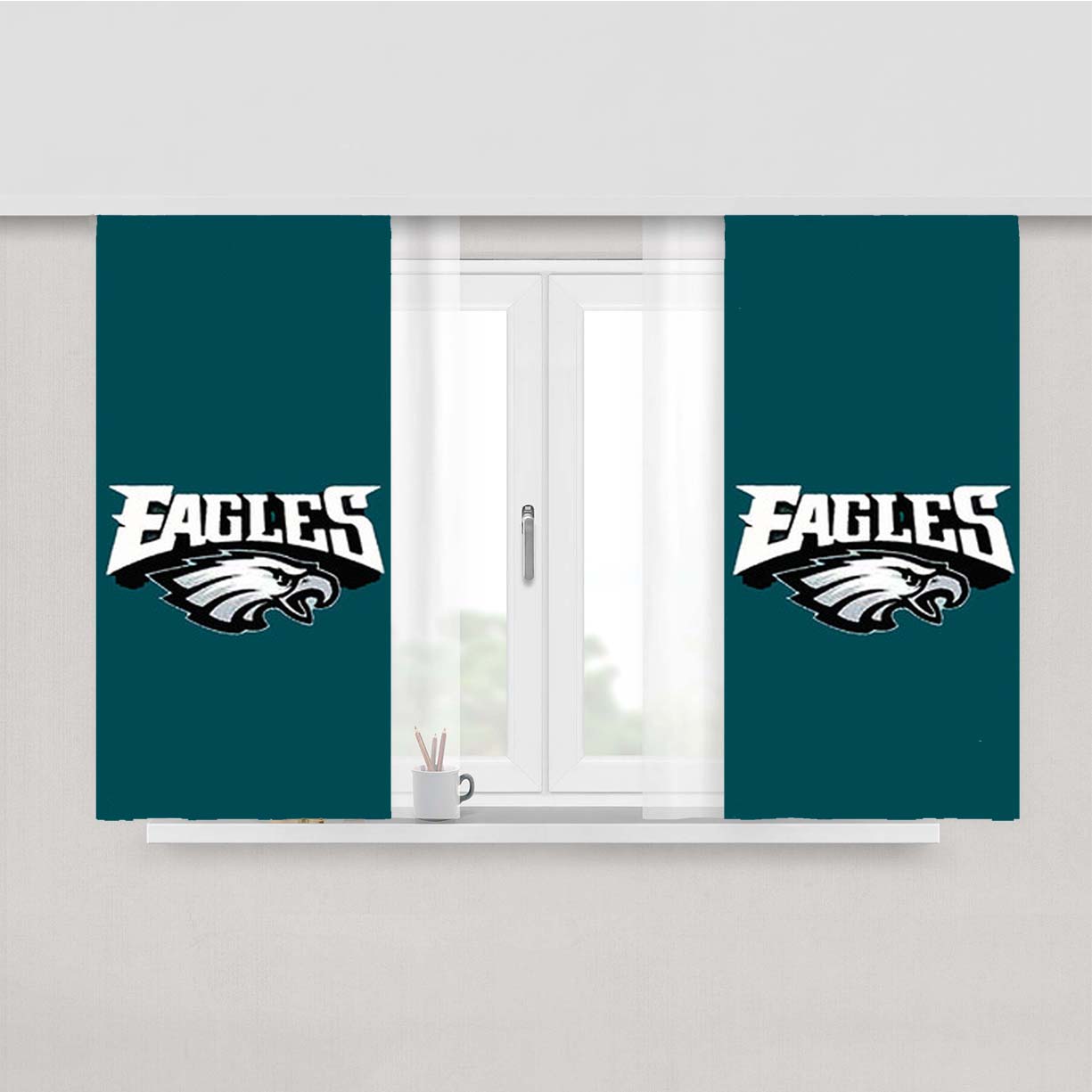 Philadelphia Eagles Logo Peach Skin Window Curtains