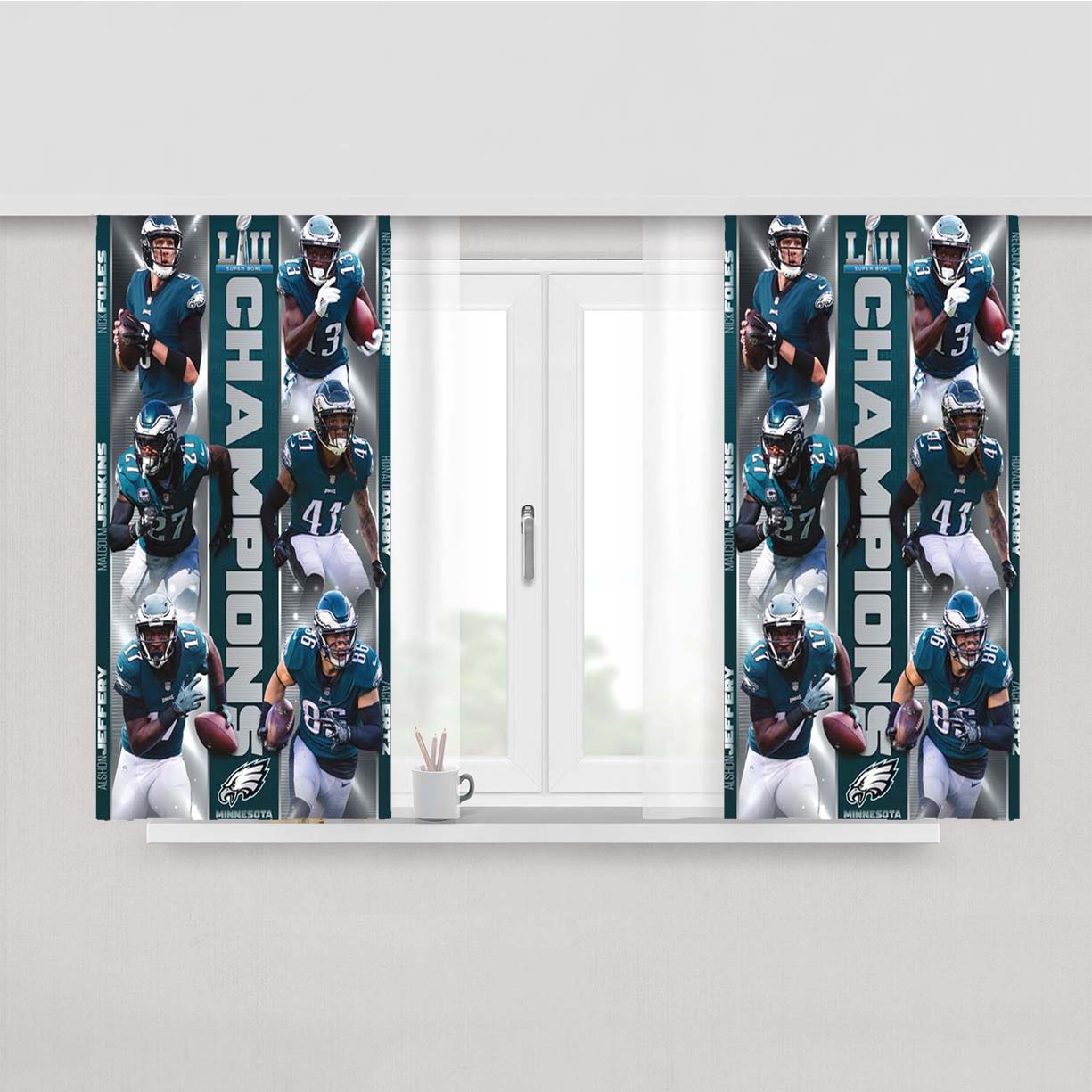 Philadelphia Eagles Super Bowl Peach Skin Window Curtains