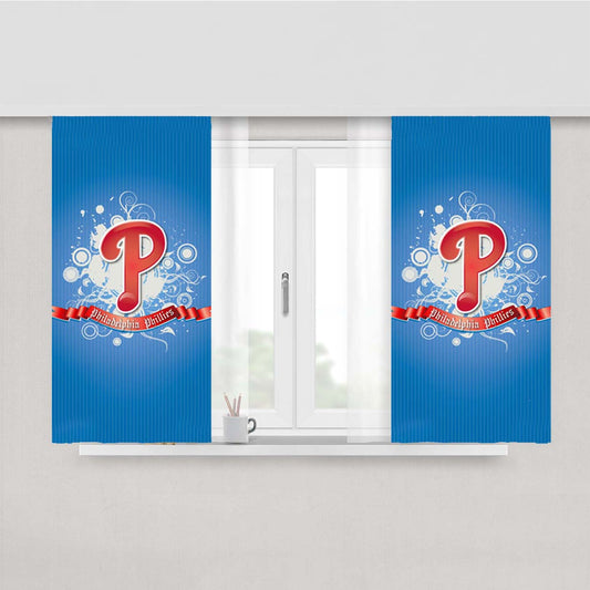 Philadelphia Phillies Blue Peach Skin Window Curtains
