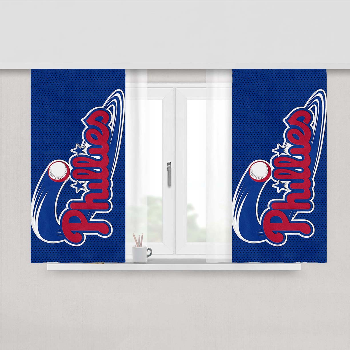 Philadelphia Phillies Icon Peach Skin Window Curtains