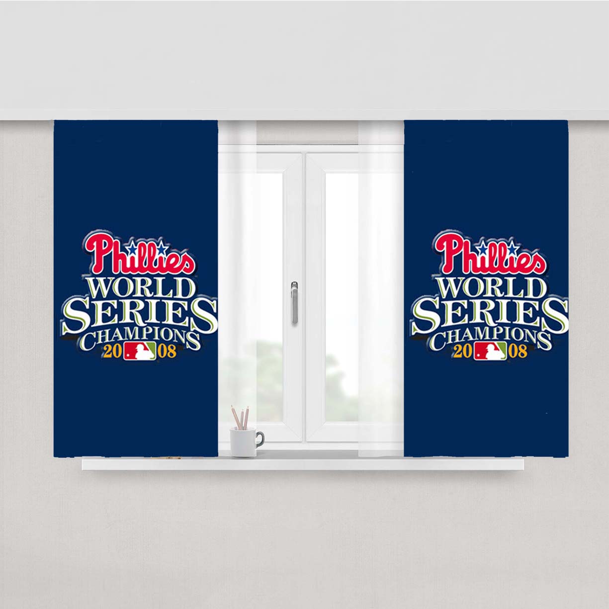 Philadelphia Phillies World Series Peach Skin Window Curtains