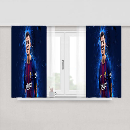 Philippe Coutinho Barcelona Peach Skin Window Curtains