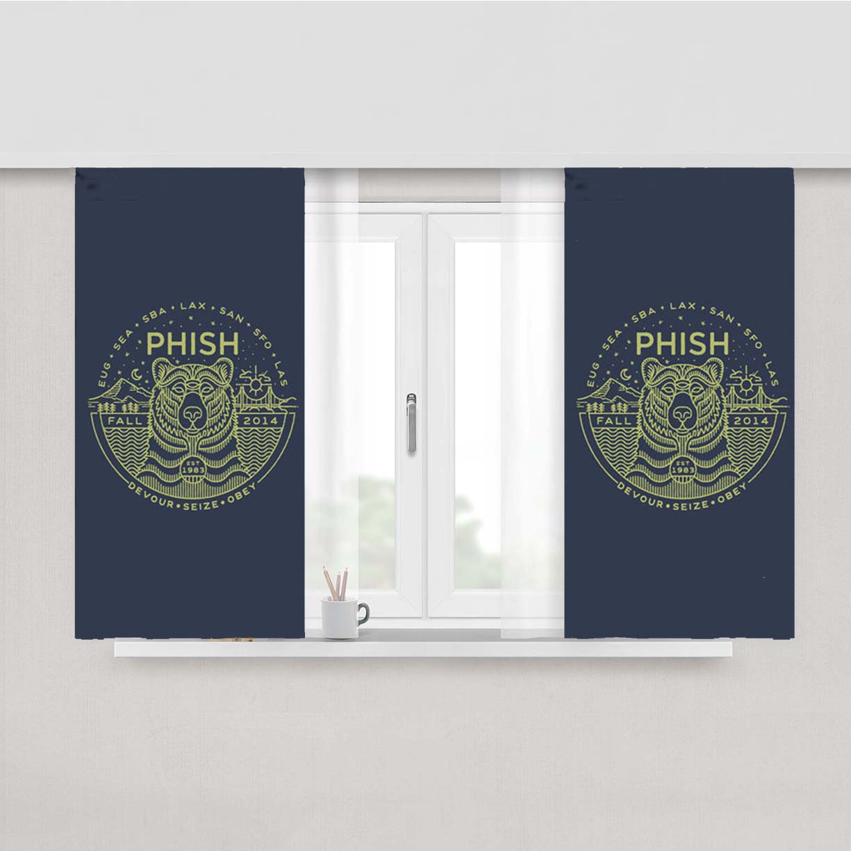Phish Fall Tour Bear Peach Skin Window Curtains