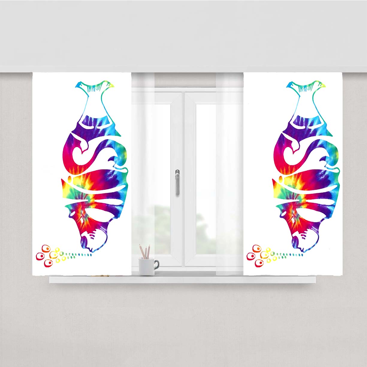 Phish Tye Dye Peach Skin Window Curtains