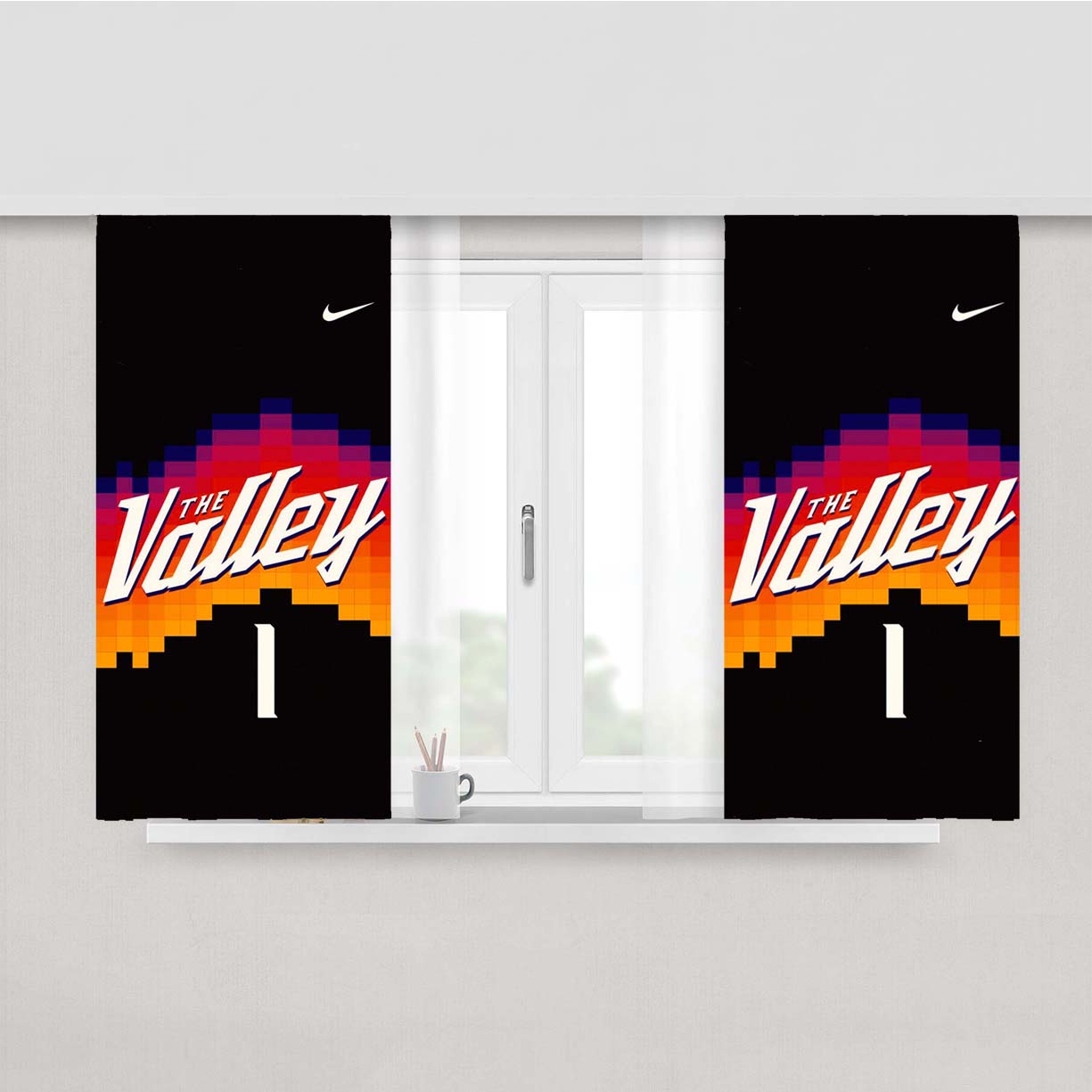 Phoenix Suns Basketball The Valley Peach Skin Window Curtains