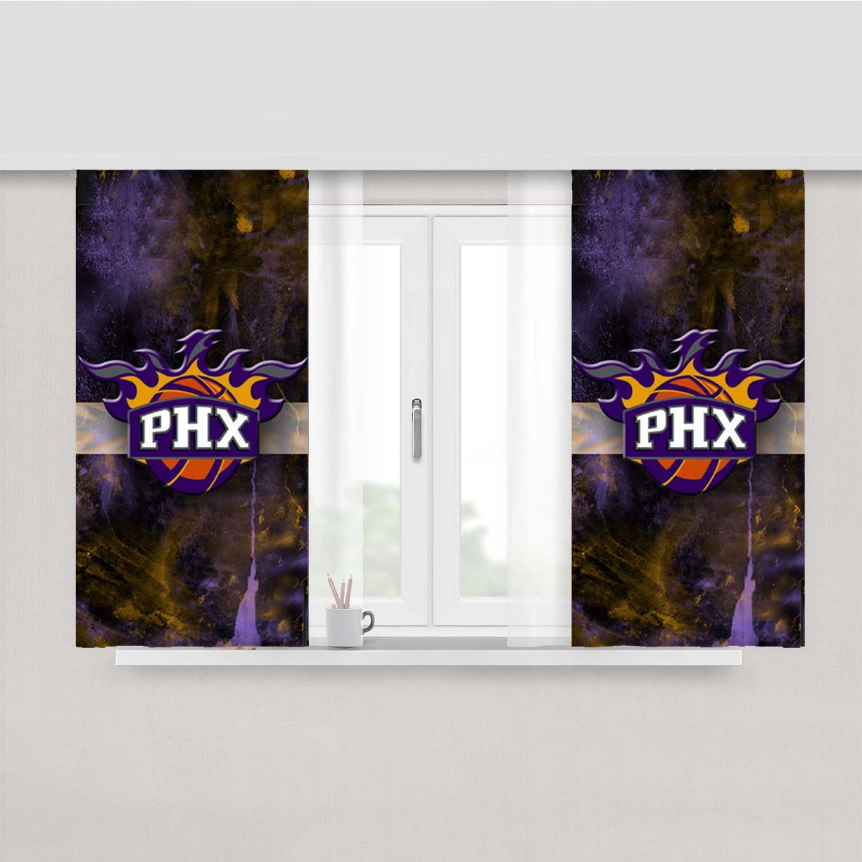 Phoenix Suns Design Peach Skin Window Curtains