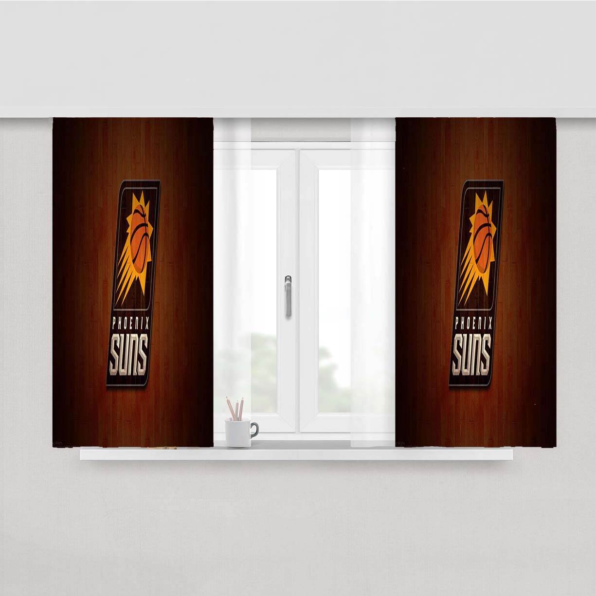 Phoenix Suns Emblem Peach Skin Window Curtains