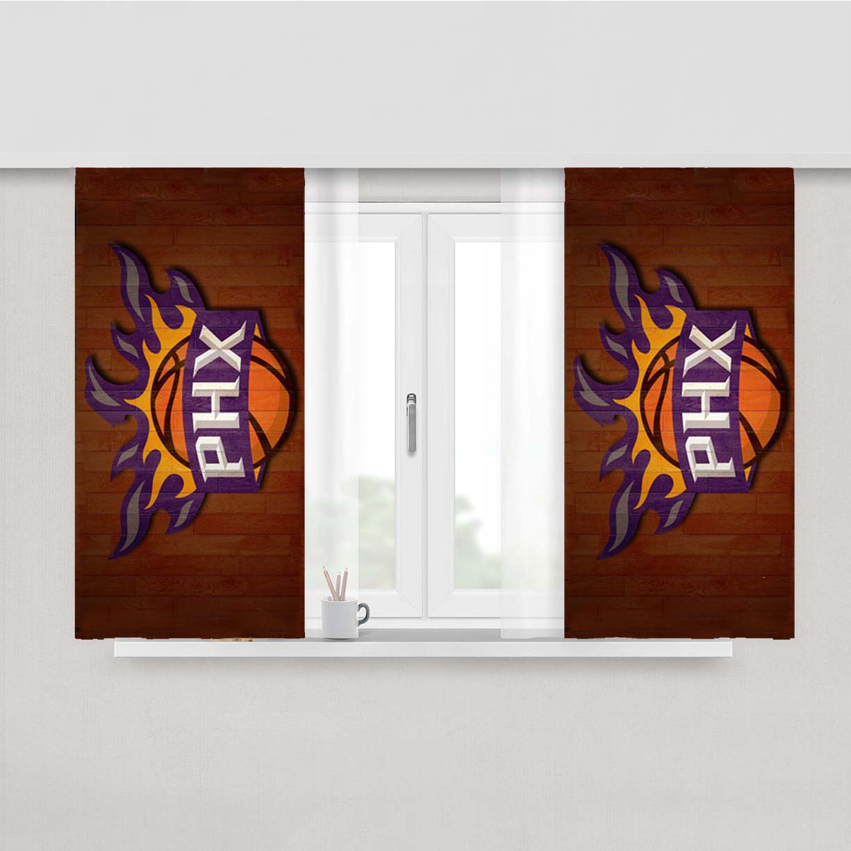 Phoenix Suns Symbol Peach Skin Window Curtains