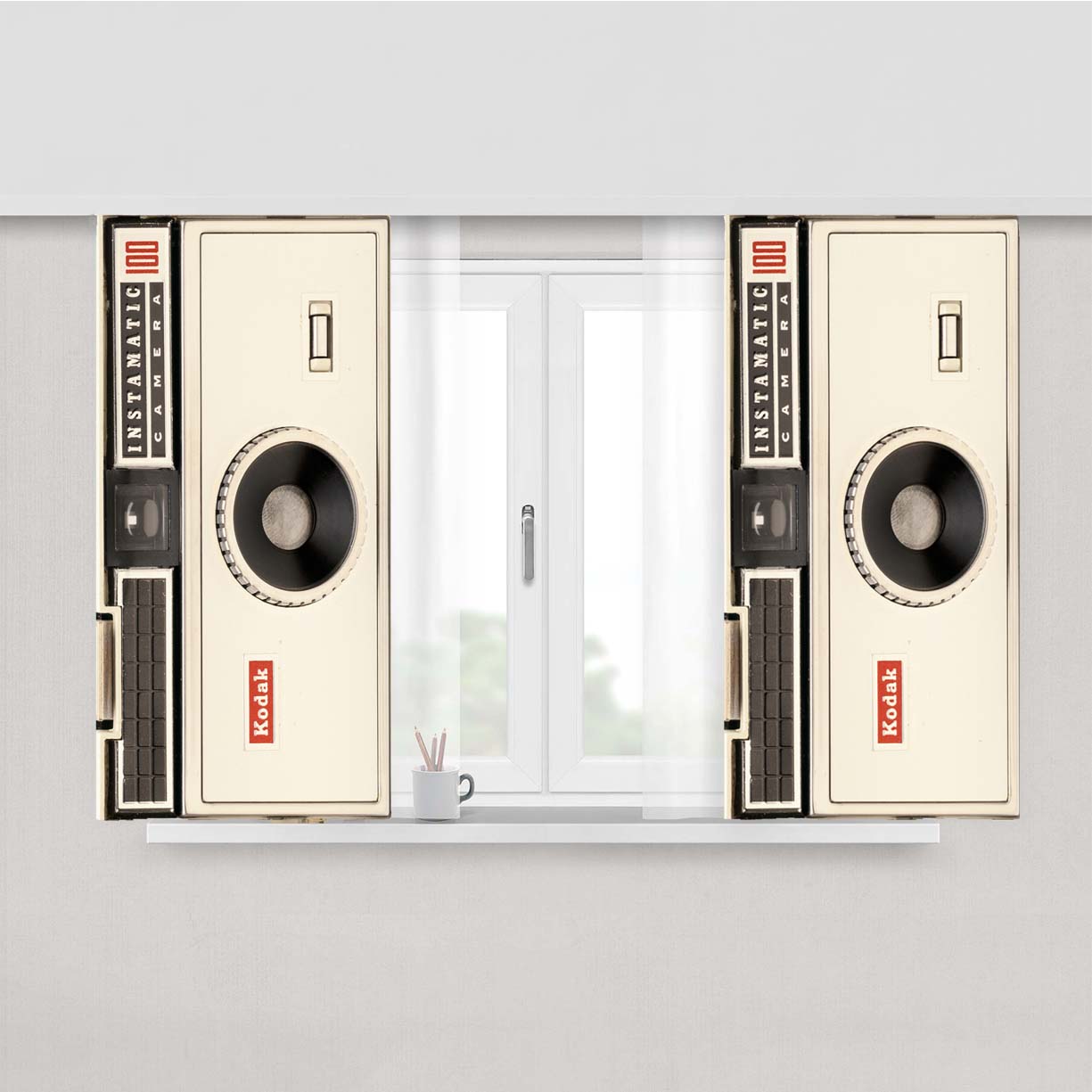 Photo Heritage Instamatic Full Peach Skin Window Curtains