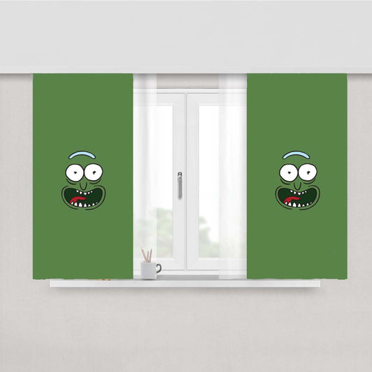 Pickle Rick Face Peach Skin Window Curtains