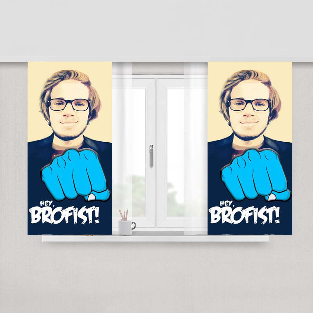 Piewdiepie Peach Skin Window Curtains