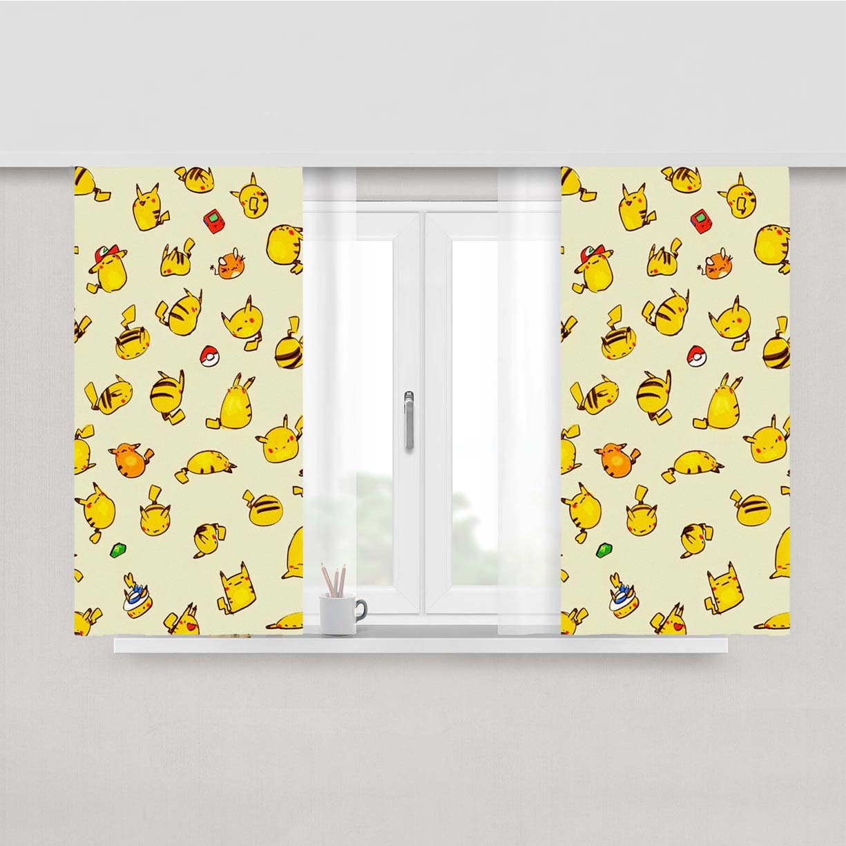 Pikachu Cute Peach Skin Window Curtains