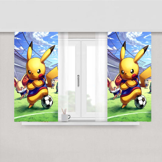 Pikachu Football And Friends Peach Skin Window Curtains