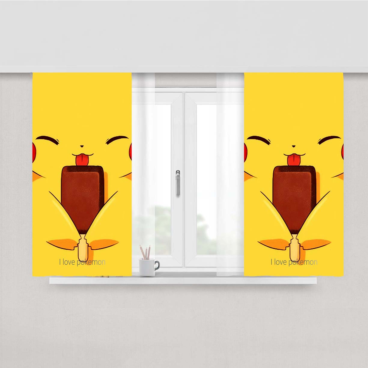 Pikachu Ice Cream August Peach Skin Window Curtains