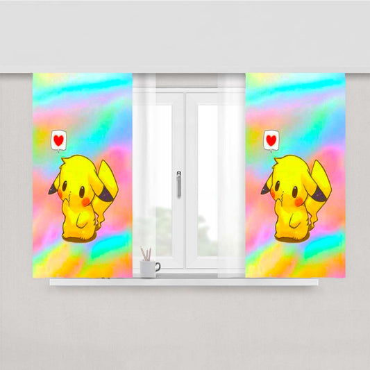 Pikachu Love Peach Skin Window Curtains