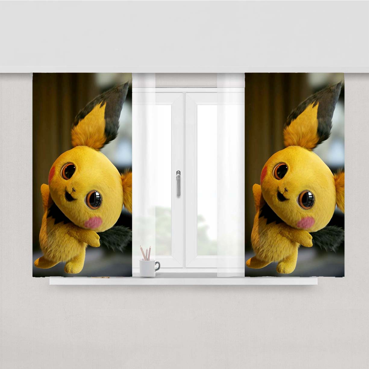 Pikachu Movie Poster Peach Skin Window Curtains