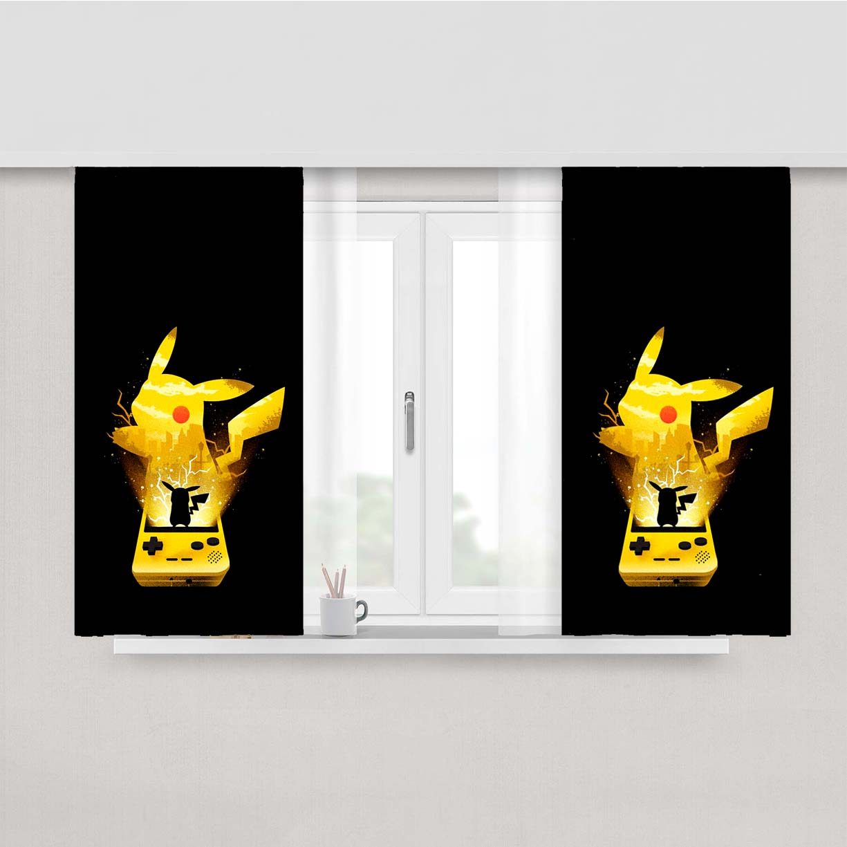 Pikachu Out Of Gameboy Peach Skin Window Curtains