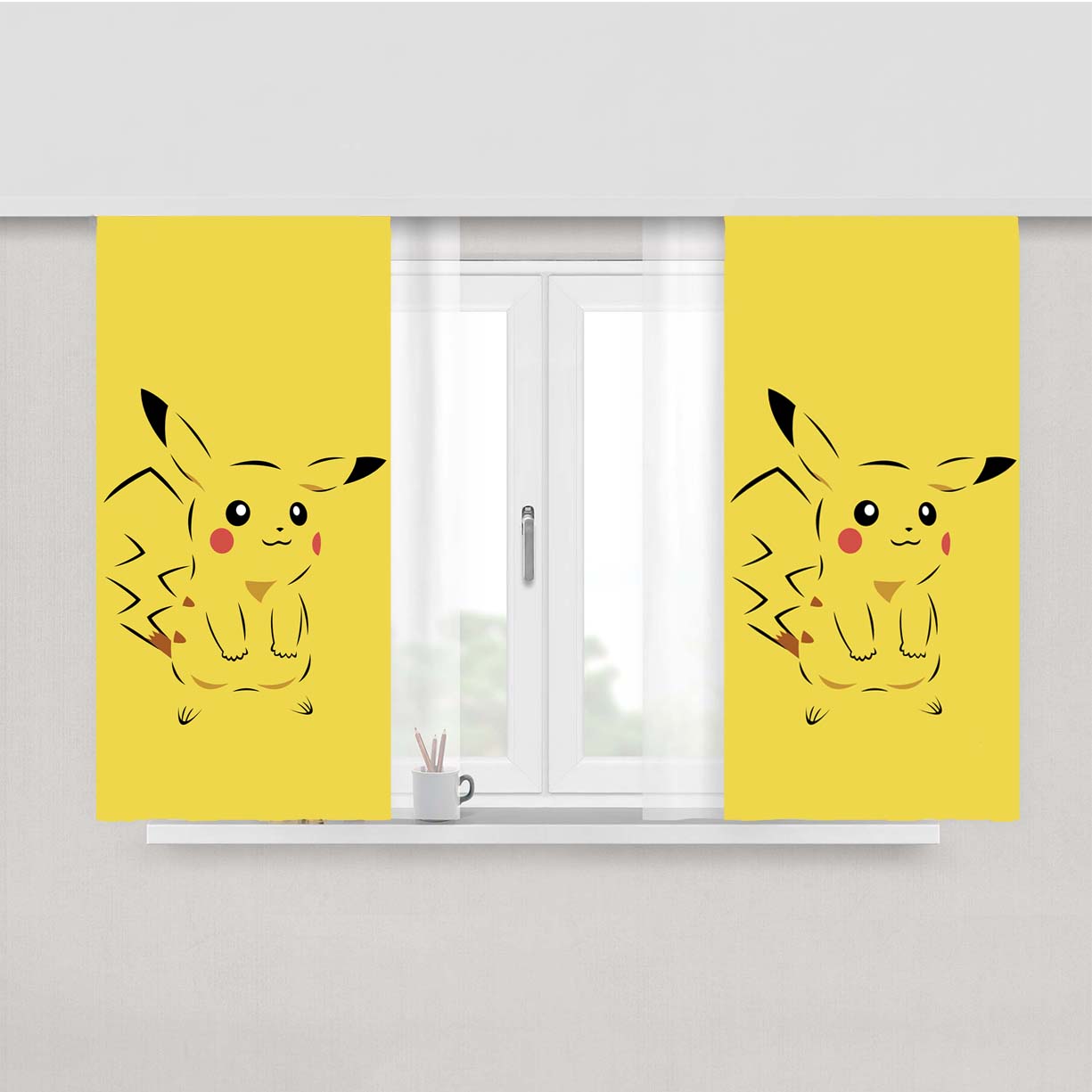 Pikachu Poke Peach Skin Window Curtains