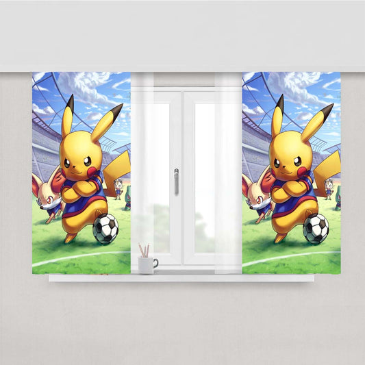 Pikachu Pokemen Football Peach Skin Window Curtains