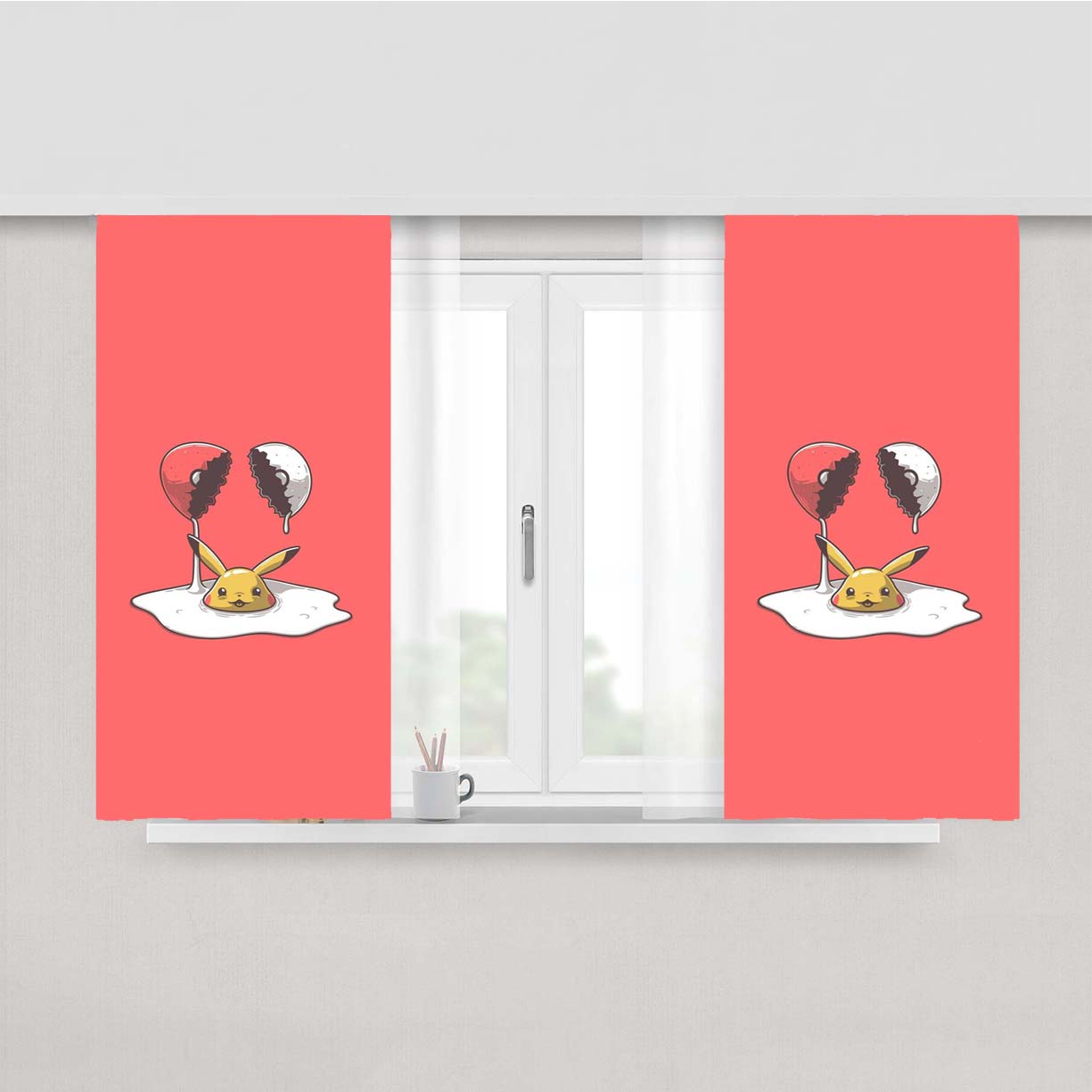 Pikachu Pokemo Peach Skin Window Curtains