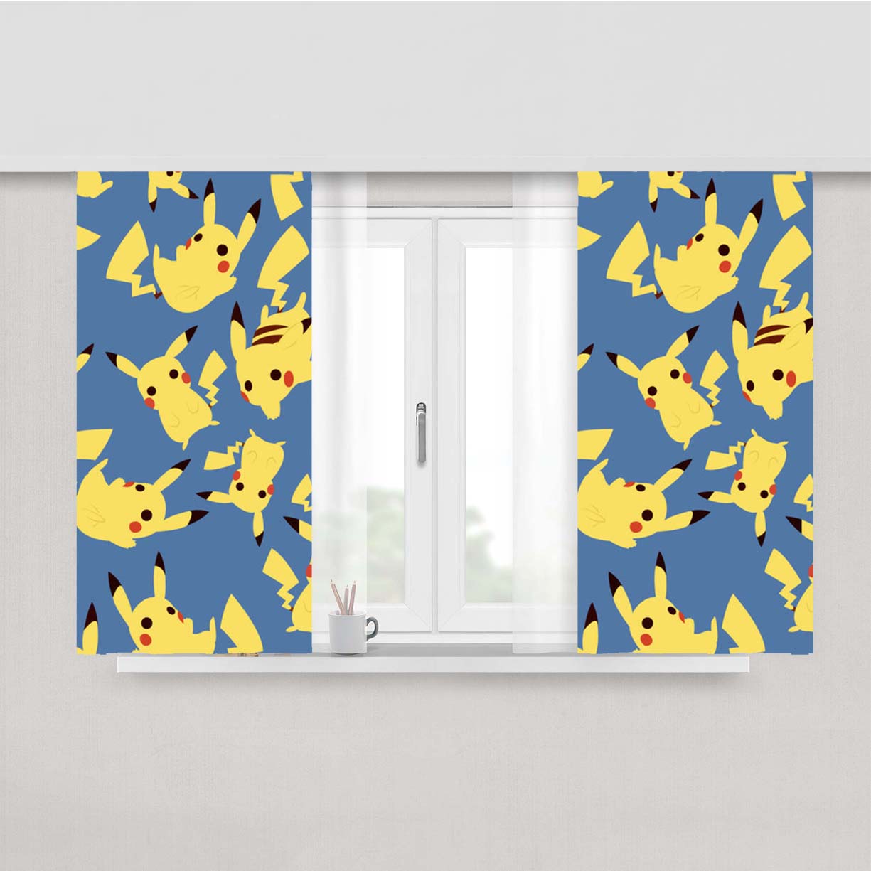 Pikachu Pokemon Peach Skin Window Curtains