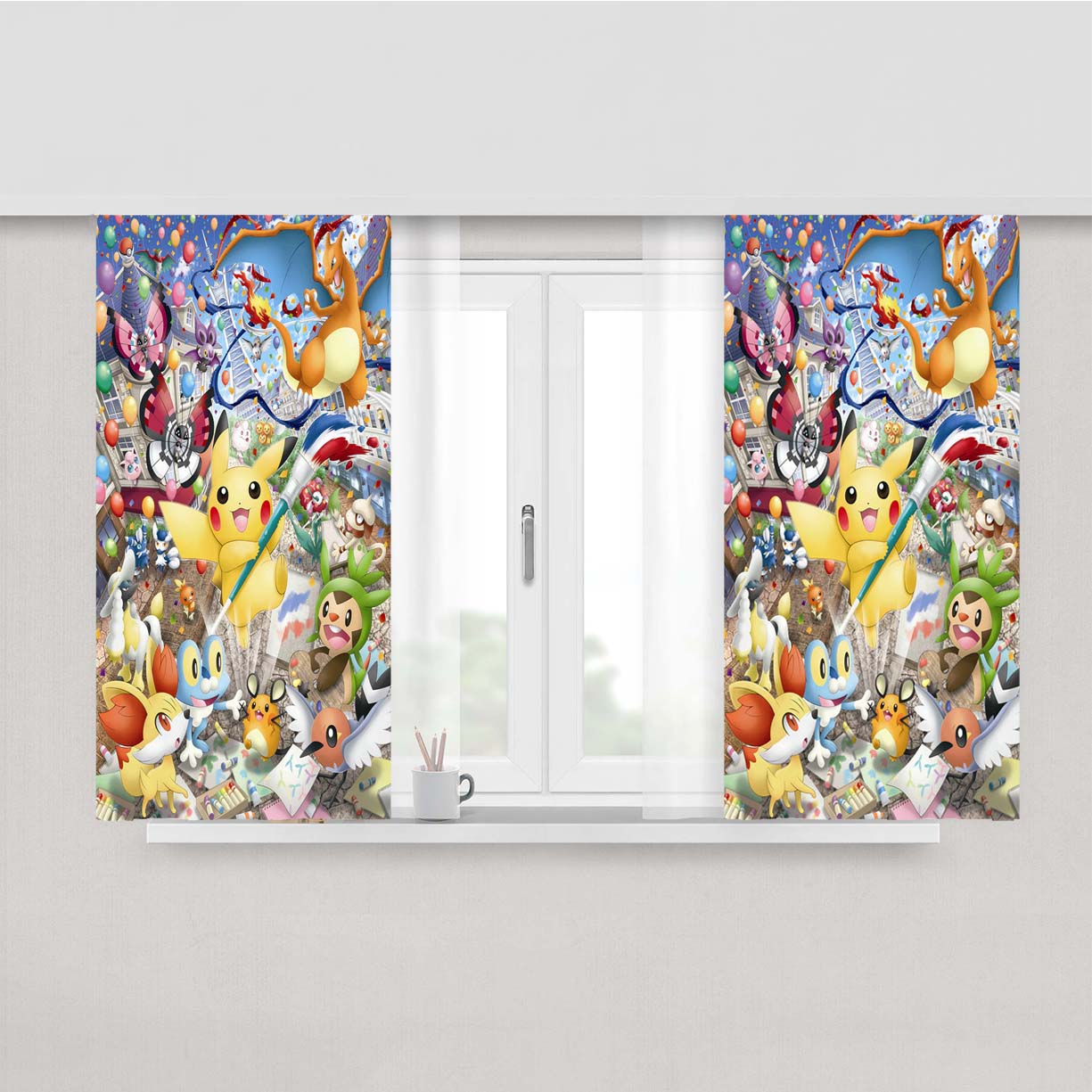 Pikachu Pokemon All Peach Skin Window Curtains