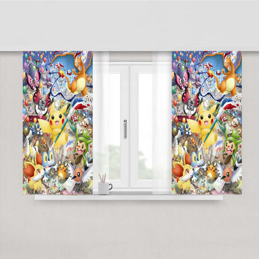 Pikachu Pokemon All Peach Skin Window Curtains
