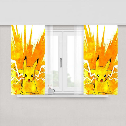 Pikachu Storm Drawing Peach Skin Window Curtains