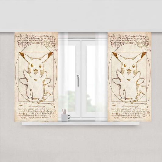 Pikachu Vitruvian Peach Skin Window Curtains
