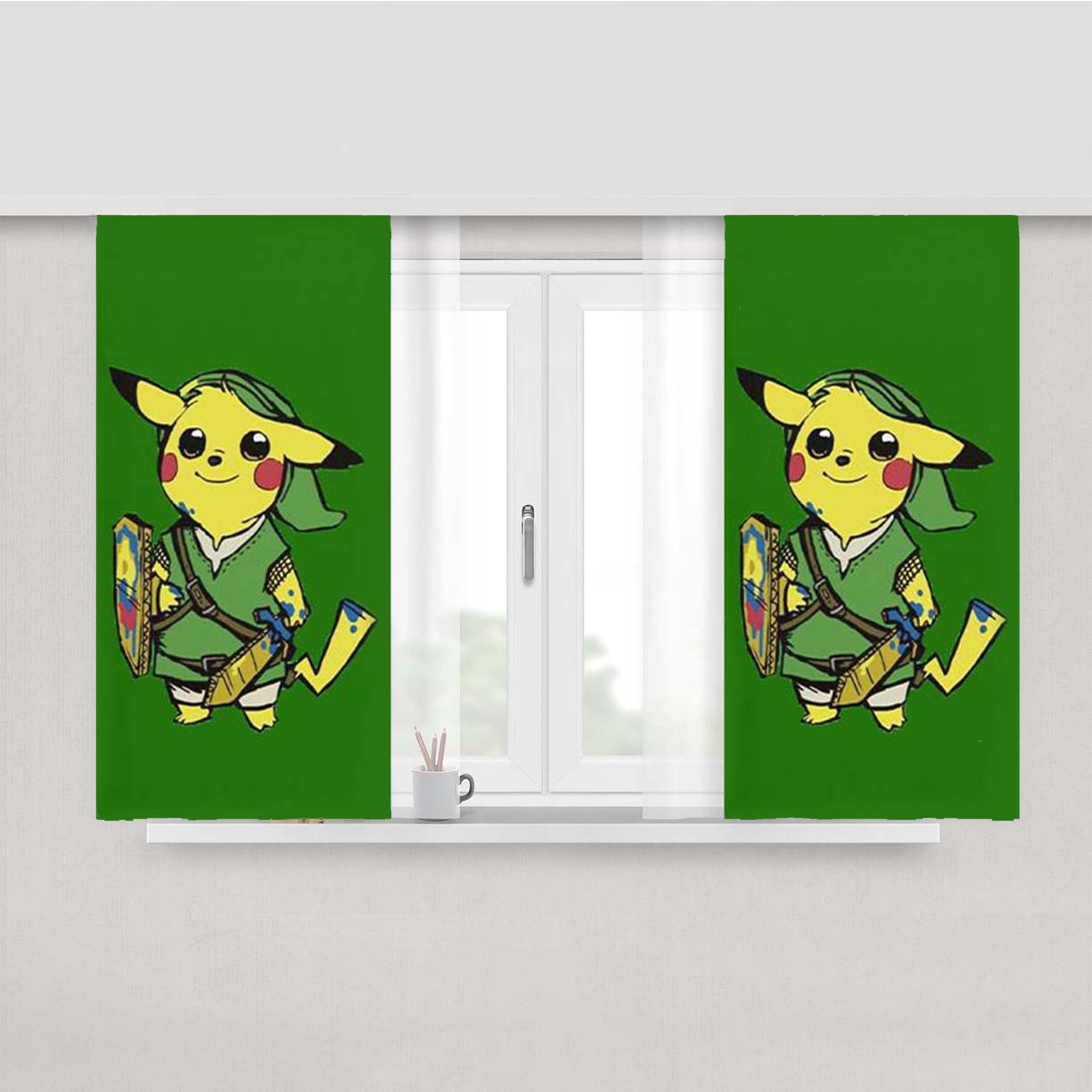 Pikachu Zelda Peach Skin Window Curtains