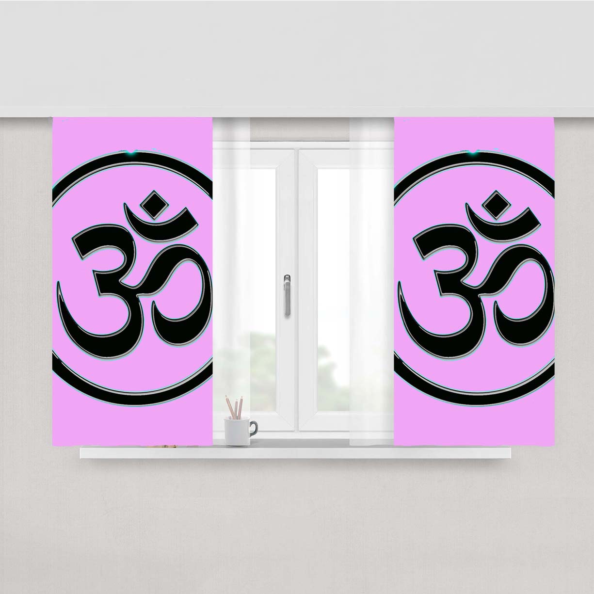 Pin Om Symbol Peach Skin Window Curtains