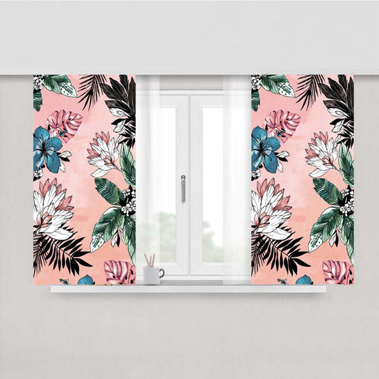 Pink Beach Flower Peach Skin Window Curtains