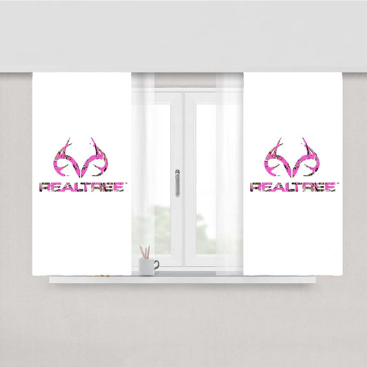 Pink Camo Deer Logo Realtree Peach Skin Window Curtains