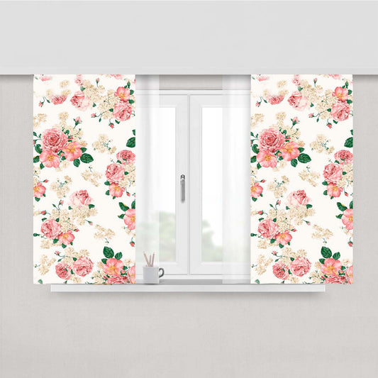 Pink Carnations Floral Peach Skin Window Curtains