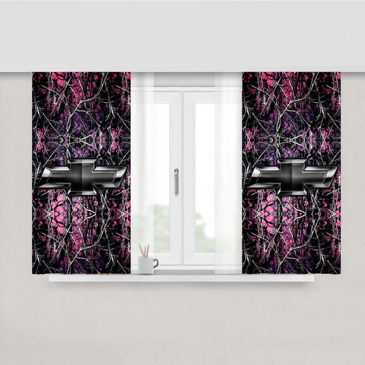 Pink Chevrolet Camo Peach Skin Window Curtains