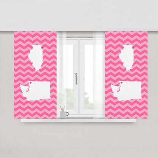 Pink Chevron Double State Love Peach Skin Window Curtains