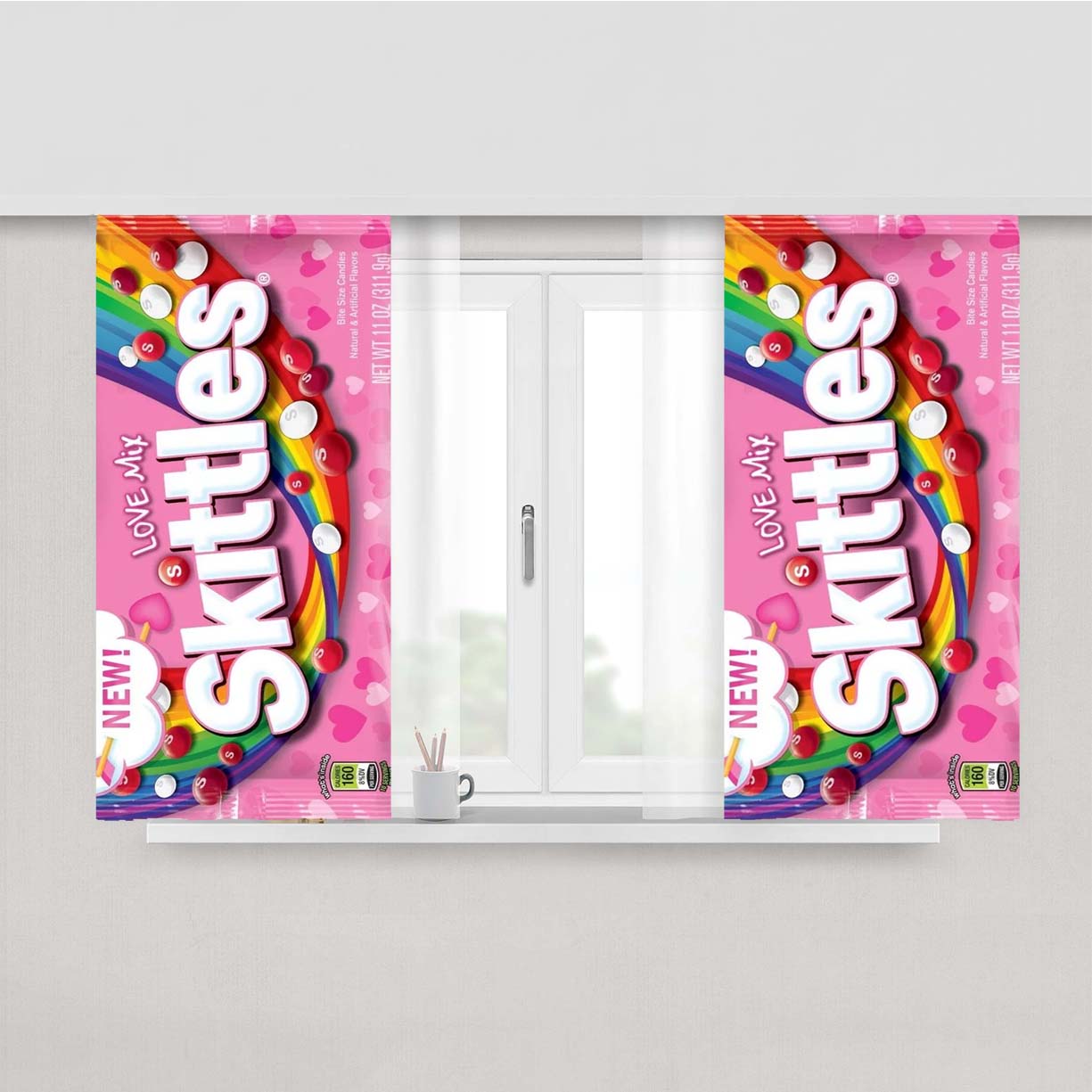Pink Love Mix Skittles Candy Peach Skin Window Curtains