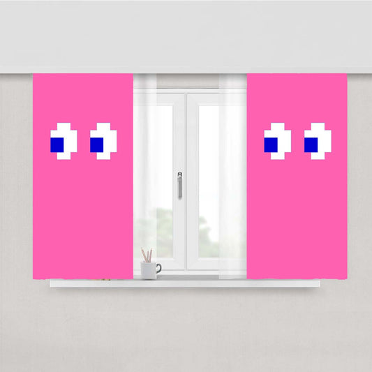 Pink Pacman Inspired Peach Skin Window Curtains