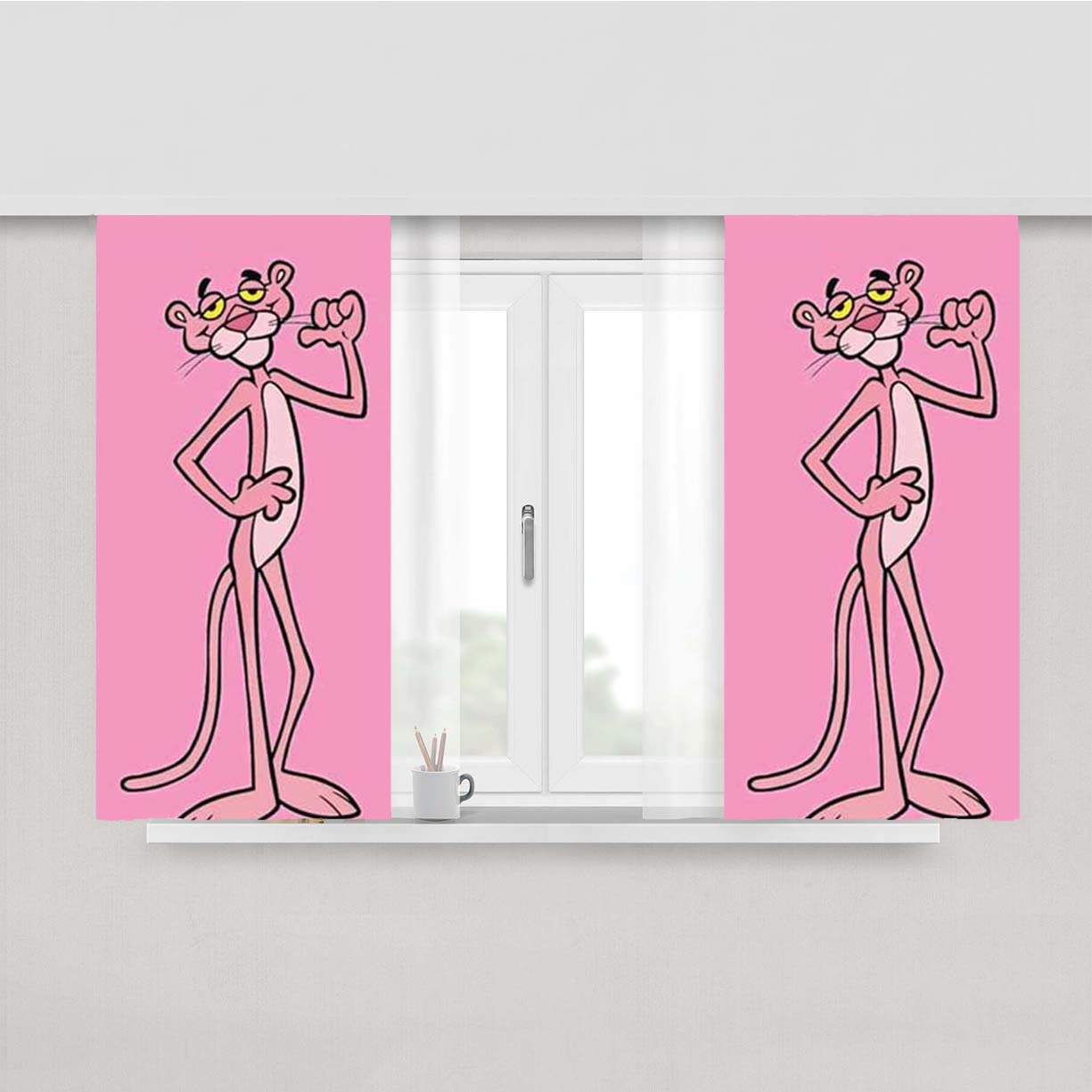Pink Panther Taller Peach Skin Window Curtains
