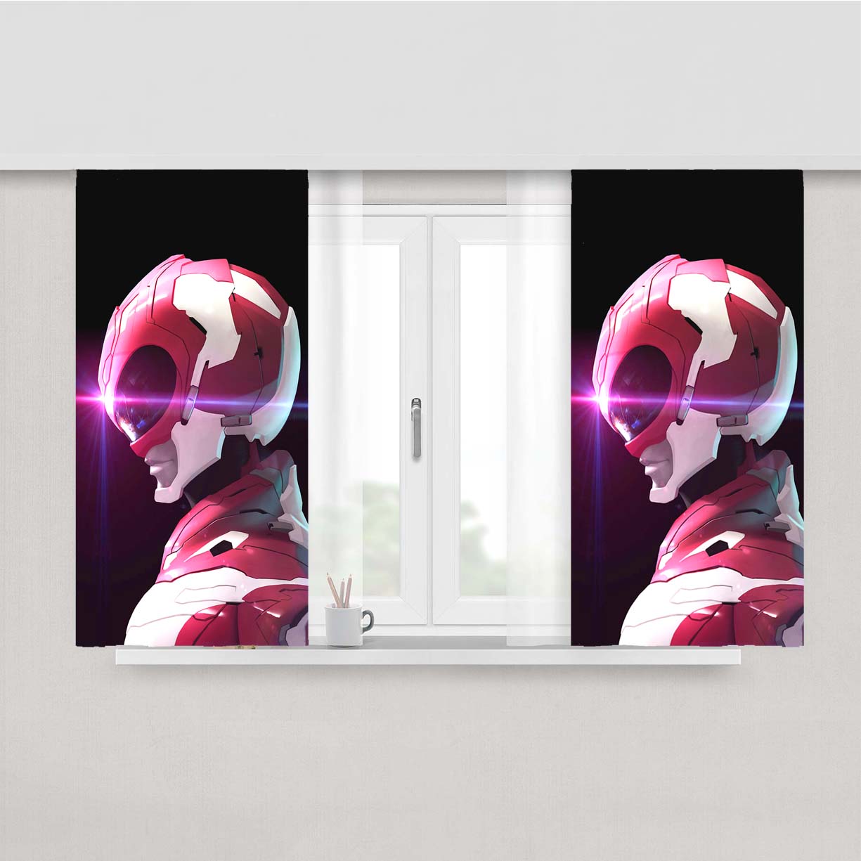 Pink Power Rangers Peach Skin Window Curtains