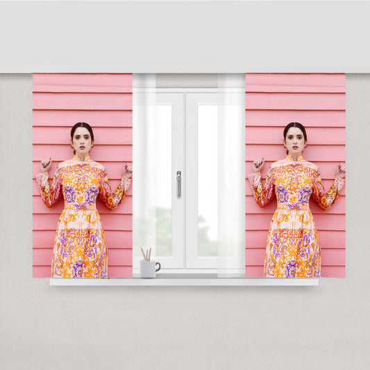 Pink Wall Photo Session Laura Marano Peach Skin Window Curtains