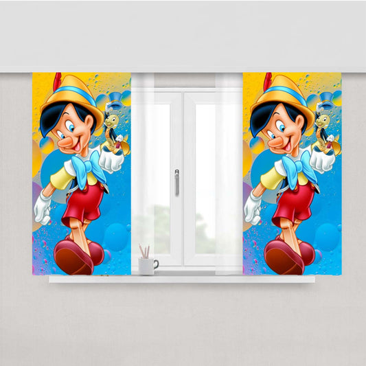Pinocchio And Jiminy Funny Peach Skin Window Curtains